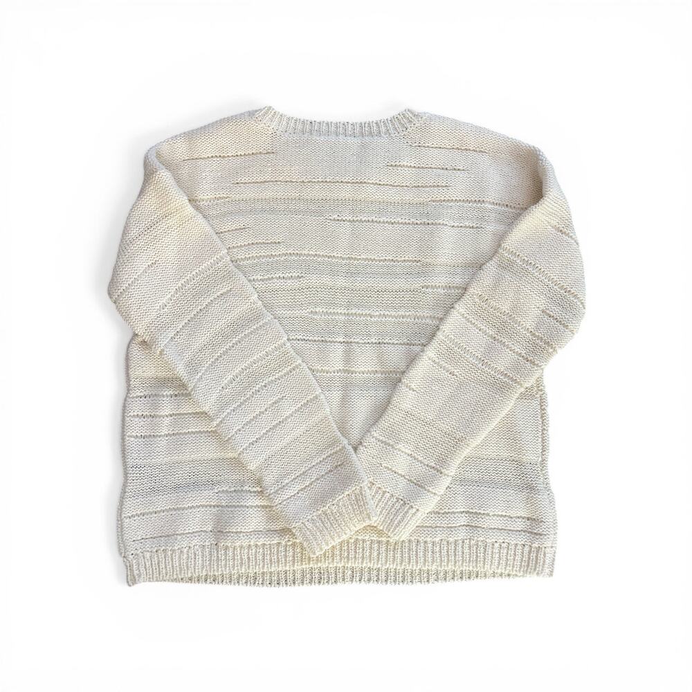 Elliott Lauren Open Knit Striped Ivory Sweater - Picture 5 of 6